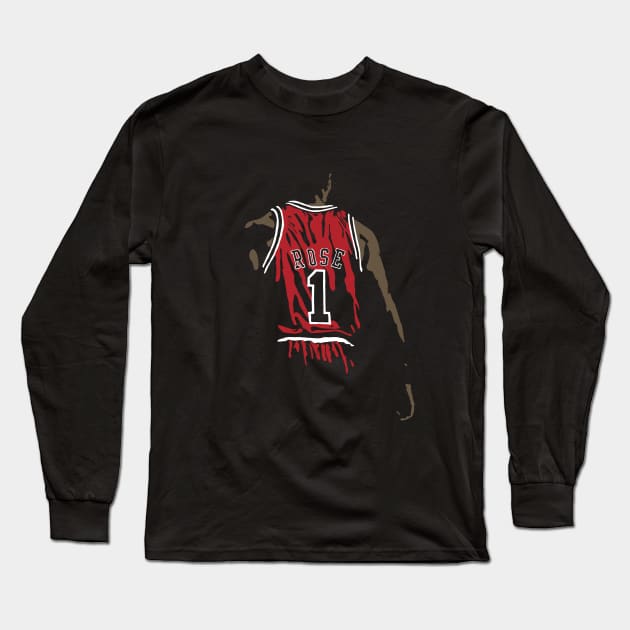 Derrick Rose Silhouette Long Sleeve T-Shirt by rattraptees